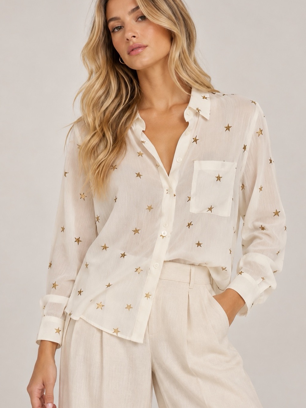 Rails Kate Silk Blouse - Ivory Animal Stars